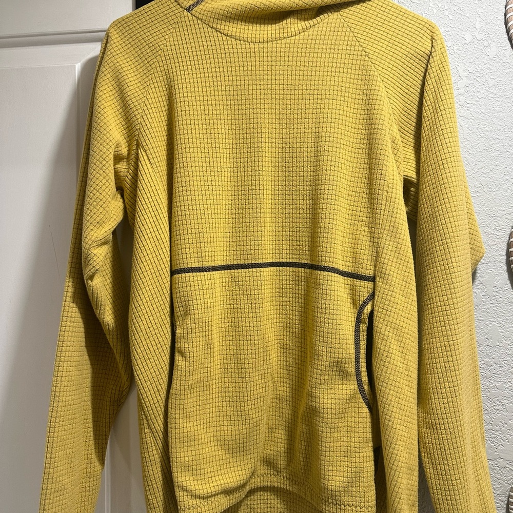 Melanzana Yellow Zip Up Sweater Waffle-Knit Design